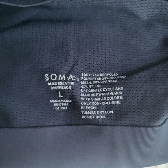 Soma Navy Sport Racerback Seamless Bra Sz L - Picture 8 of 9